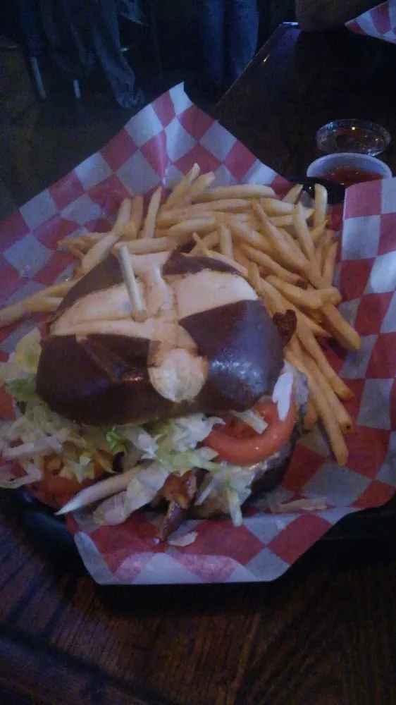 Billy Burger on a Pretzel Bun